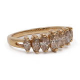 Anello vintage a veretta in oro giallo 18k con diamanti champagne marquise (1ctw)