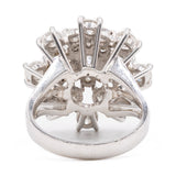 Anello a fiocco di neve vintage in oro bianco 14k con diamanti (2,59ctw), anni '70