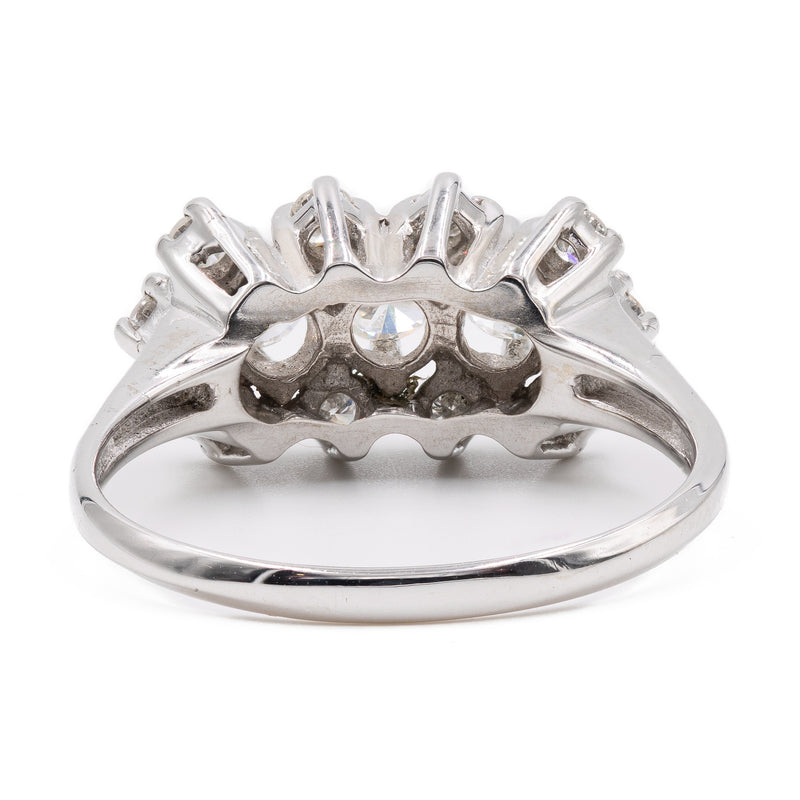 Anello vintage in oro bianco 14k con diamanti (0,90ctw), anni '70