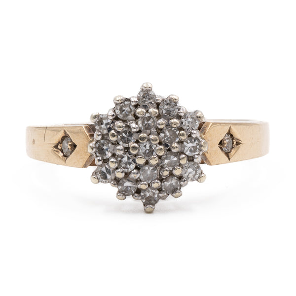 Anello vintage in oro giallo 9k e diamanti (0,22ctw)