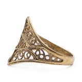 Anello vintage in oro giallo 8k con lavorazione a filigrana