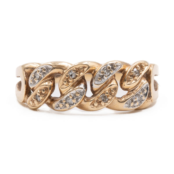 Anello vintage in oro bicolore 14k con diamanti