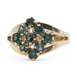 Anello vintage in oro giallo 8k con spinelli verdi