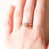 9K Yellow Gold Flower Ring with Brilliant Cut Diamonds (approx. 0.40ctw), 60s