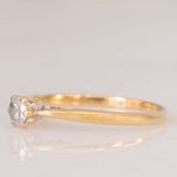 Solitario vintage in oro giallo 9K con diamante salt and pepper di taglio brillante (0.25ct ca.)