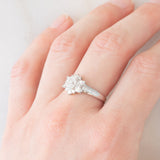 Anello a fiore vintage in platino con diamanti (1.26ctw), anni ‘80