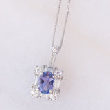 Collier vintage in platino con tanzanite e diamanti (0.62ctw)