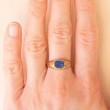 Anello chevalier vintage in oro giallo 8K con lapislazzuli, anni ‘50