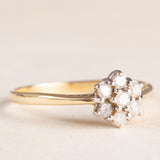 Vintage-Gänseblümchenring aus 9-karätigem Gelbgold mit Diamanten im Brillantschliff (ca. 0.35 ctw), 80er/90er Jahre