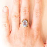 Vintage-Cocktailring aus 8-karätigem Gelbgold mit synthetischem blauen Spinell (ca. 3.50 ct), 60er/70er Jahre