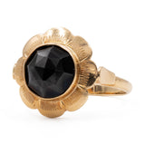 Anello vintage in oro giallo 14k con granato, anni '50