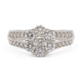 Anello vintage in platino 900 con 1ct di diamanti di taglio brillante