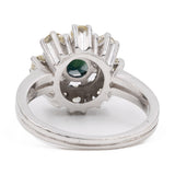 Anello vintage a margherita in oro bianco 14k con zaffiro (1ct) e diamanti (0,80ctw), anni '60