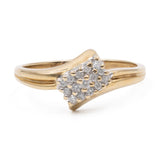 Anello vintage in oro giallo 9k con diamanti (0,12ctw)