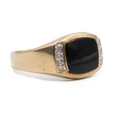 Anello vintage in oro giallo 8k con onice e diamanti