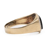 Anello vintage in oro giallo 8k con onice e diamanti