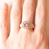 Vintage-Cocktailring aus 14-karätigem Gelb- und Weißgold mit Amethyst (ca. 4.20 ct) und Diamanten (ca. 0.22 ctw), 80er Jahre