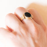 Vintage-Siegelring aus 14-karätigem Gelbgold mit Heliotrop (Blutstein), 50er Jahre