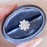 Vintage-Schneeflockenring aus 14-karätigem Weißgold mit Diamanten im Brillantschliff (ca. 1 Karat), 60er Jahre