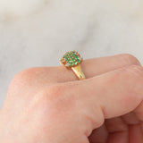 Anello in oro giallo 9K con tsavoriti (0.65ctw ca.) e zaffiri bianchi