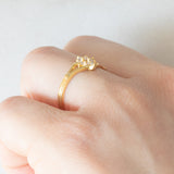 Anello a fiore vintage in oro giallo 14K con diamanti di taglio brillante (0.09ctw ca.), anni ‘60/‘70