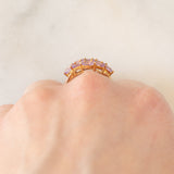 Anello in oro giallo 9K con zaffiri rosa sintetici (1.24ctw)