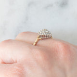 Anello a fiore vintage in oro giallo 9K con diamanti (0.18ctw ca.), anni ‘80