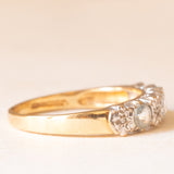 Veretta vintage in oro giallo e bianco 9K con acquamarine (0.40ctw ca.) e diamanti, anno 1992