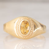 Chevalière vintage en or jaune 14 carats avec citrine et quartz, années 60