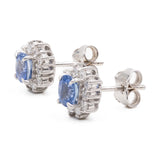ORECCHINI A MARGHERITA VINTAGE IN PLATINO CON ZAFFIRI (1.07CTW) E DIAMANTI (0.38CTW)