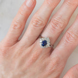 Ballerina in blu - Anello ballerina vintage in platino con zaffiro e diamanti