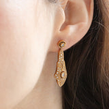 Orecchini vintage in stile Art Déco in oro giallo 18K con diamanti (0.70ctw ca.), anni ‘70/‘80