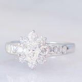 Anello a fiore vintage in platino con diamanti (1.33ctw), anni ‘90