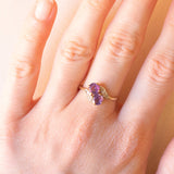 Toi et Moi vintage in oro giallo e bianco 9K con ametiste (0.80ctw ca.) e diamanti (0.06ctw ca.), anno 2000