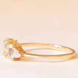 Trilogy vintage in oro giallo 10K con tormaline azzurre (1ctw ca.) e diamanti (0.03ctw ca.)