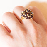 Vintage-Ring aus 18 Karat Gelbgold mit Granaten, 50er/60er Jahre