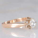 Solitario retrò in oro rosa 14K con diamante di taglio vecchia miniera (0.50ct ca.), anni ‘40