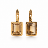 ORECCHINI VINTAGE IN ORO GIALLO 18K CON QUARZI CITRINI, ANNI '60/'70