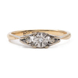 Bague vintage en or jaune 9 carats et diamants platine