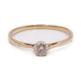 Anello vintage solitario in oro giallo 9k con diamante brown di 0,25ct
