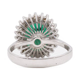 Vintage 14k white gold ring with emerald (4ct) and diamonds (0,50ctw), 70s