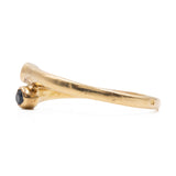 Anello contrarier in oro giallo 18k con diamante e zaffiro, anni '70