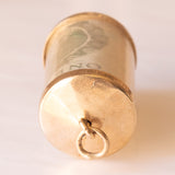 Vintage 9K Yellow Gold Plastic Cylinder Emergency Money Pendant with One Pound Note, 1978
