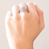 Vintage-Schneeflockenring aus 14-karätigem Weißgold mit Diamanten (insgesamt 1 Karat), 70er Jahre