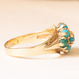 Anello vintage in oro giallo 8K con turchesi, anni ‘50