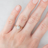 Anel vintage em ouro amarelo 9K com diamantes lapidados brilhantes (0.21ctw aprox.), ano 1977