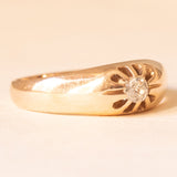 Antiker Solitärring aus 14-karätigem Gelbgold mit Diamant im alten Minenschliff (ca. 0.10 ct), 40er Jahre