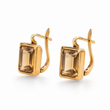 ORECCHINI VINTAGE IN ORO GIALLO 18K CON QUARZI CITRINI, ANNI '60/'70