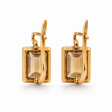 ORECCHINI VINTAGE IN ORO GIALLO 18K CON QUARZI CITRINI, ANNI '60/'70