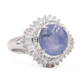 ANELLO BALLERINA IN PLATINO CON ZAFFIRO STELLATO (6.95CT) E DIAMANTI (0.82CT)